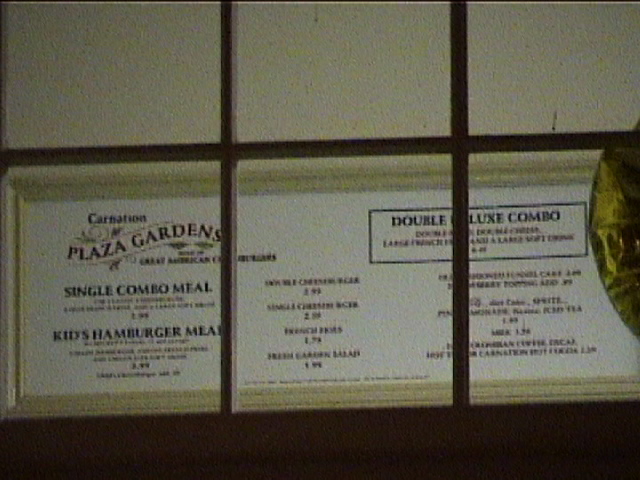 Plaza Gardens Menu Sign at DCA